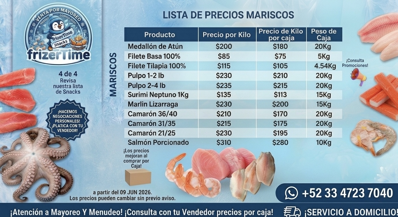 Precios Mariscos FrizerTime