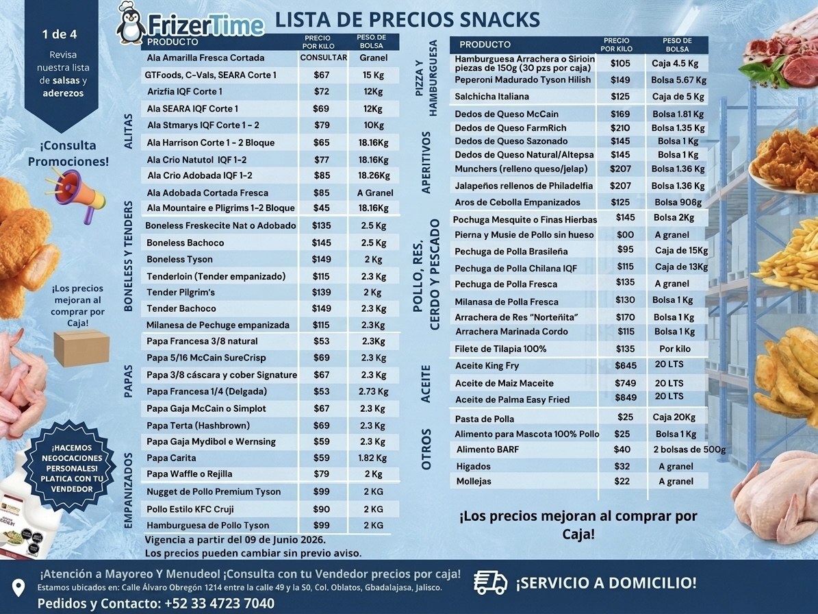 Lista de Precios Snacks FrizerTime